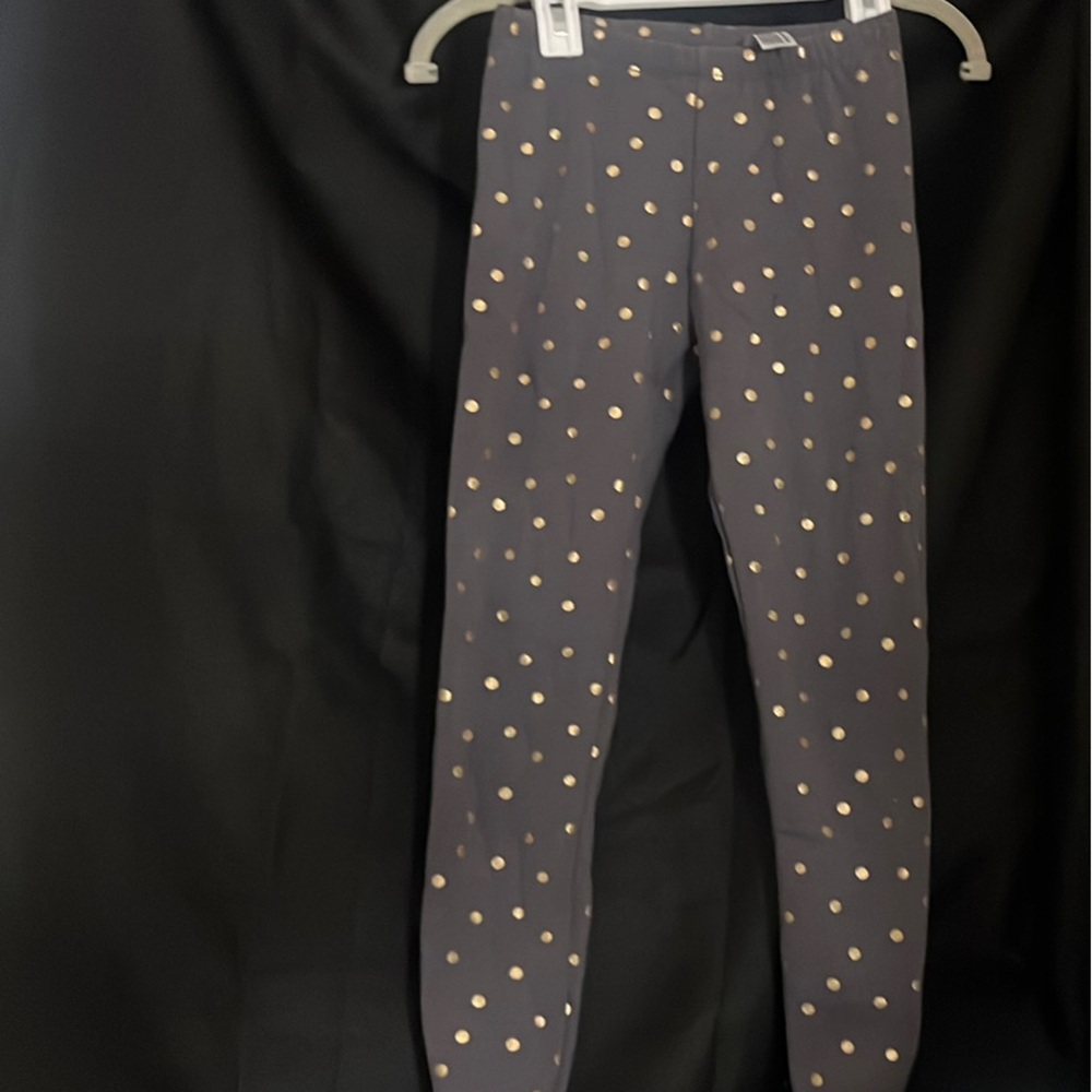Gray Leggings with Gold Polka Dots for girls. 10-12